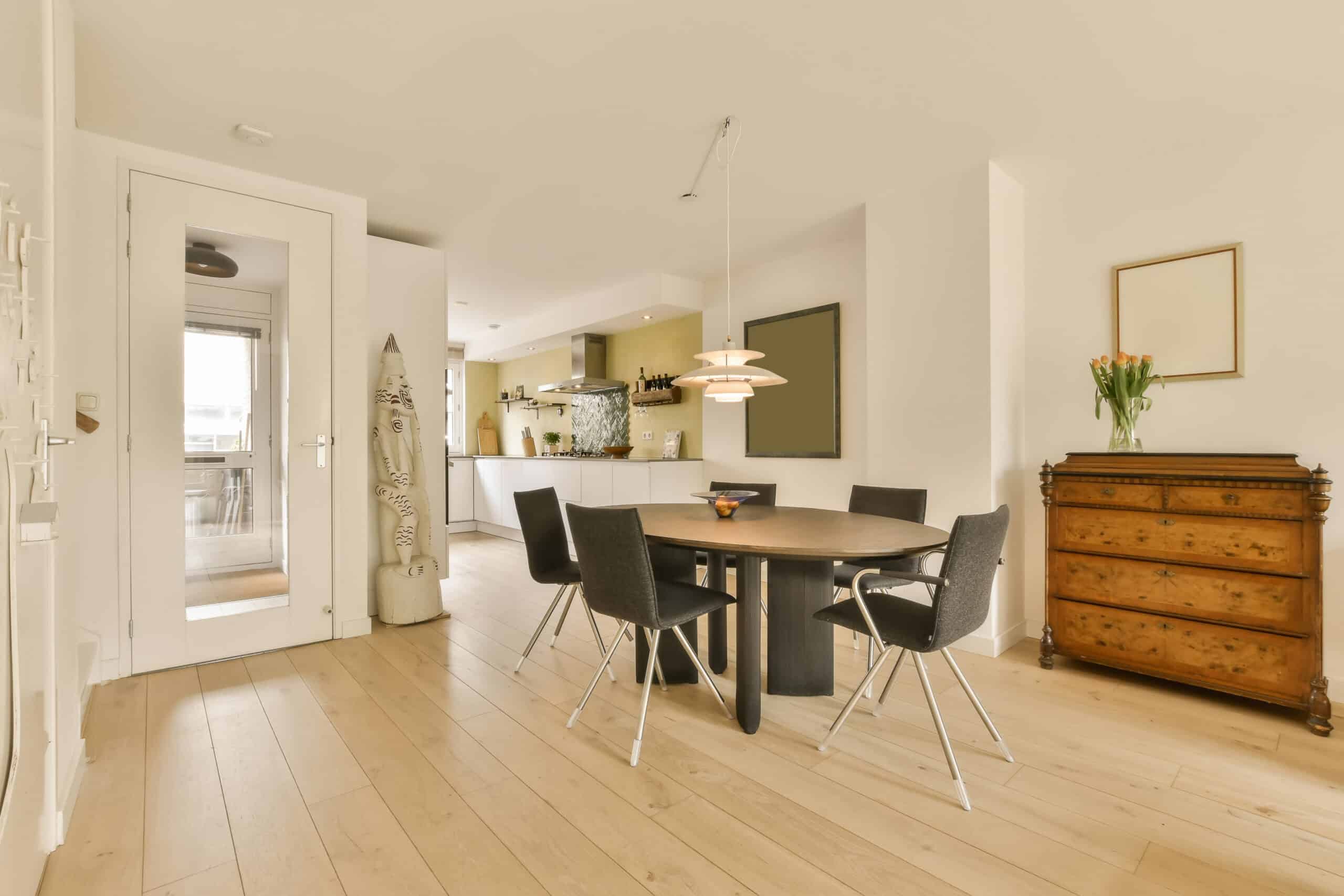 Contemporary dining room with LVP flooring installation FAQ